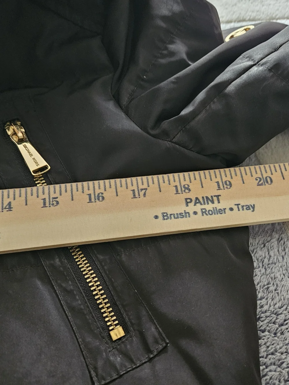 Michael Kors Black Quilted Puffer Coat with Faux Fur Hood Trim No Belt
